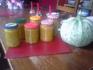6 jars of courgette relish, made with just one courgette.  